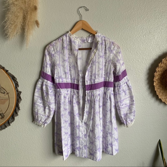 Vintage 60s Kids Floral Boho Dress - Picture 11 of 13